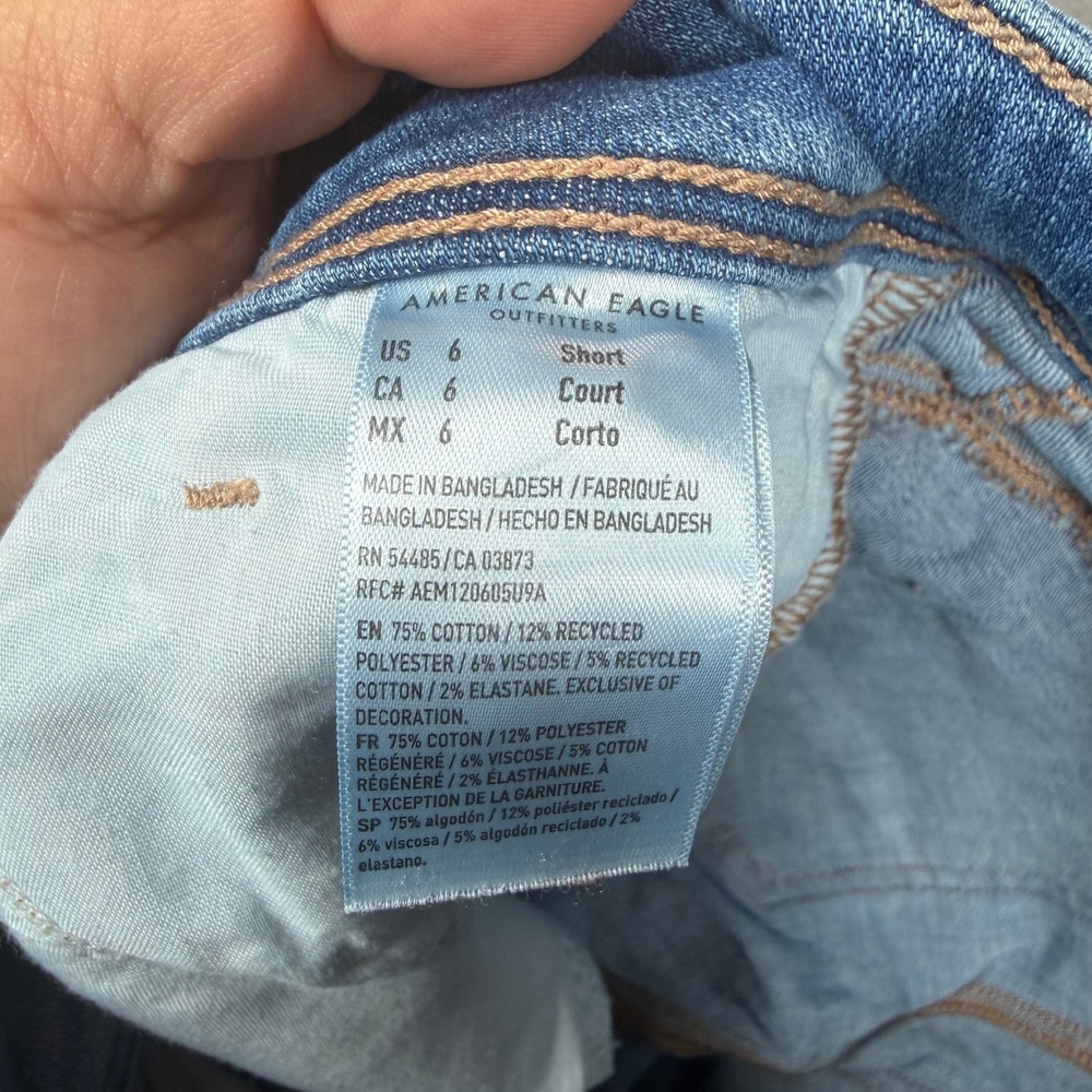 American Eagle Kick Boot Jeans Womens 6 Short Next Level Stretch Raw Hem Blue - Picture 9 of 13